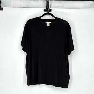NWT H&M Women's Cotton and Silk Short-Sleeve Black Tee - Size XL